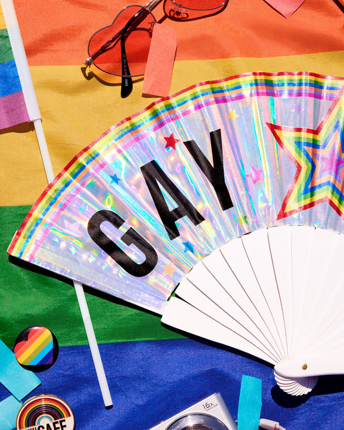 Pride Gay Icon Fan - iridescent folding fan
