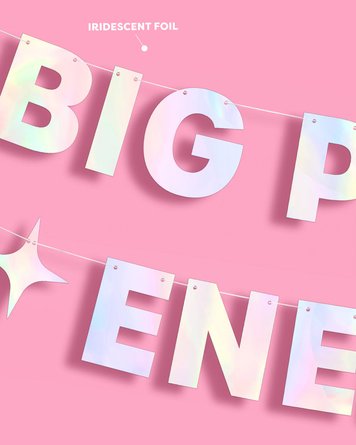 Big Pisces Energy Banner - iridescent foil banner