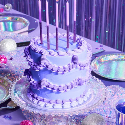 Purple Glitter Candles - 10 birthday candles