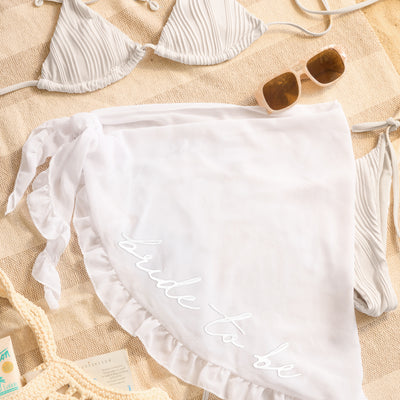 Bride to Be Sarong - white chiffon embroidered sarong