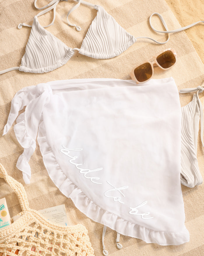 Bride to Be Sarong - white chiffon embroidered sarong