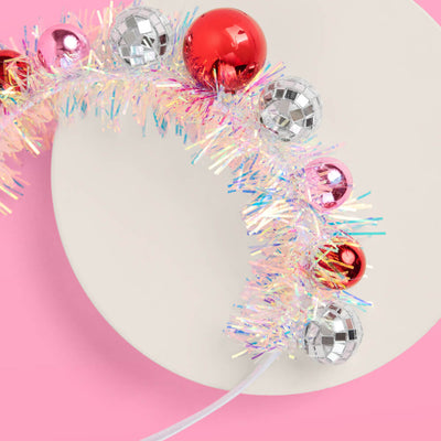 Disco Christmas Headband - ornaments + fringe headband