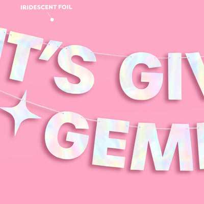 It's Giving Gemini Banner - iridescent foil banner