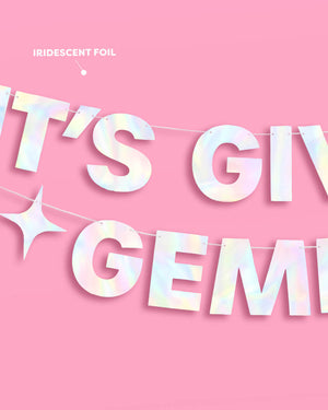 It's Giving Gemini Banner - iridescent foil banner