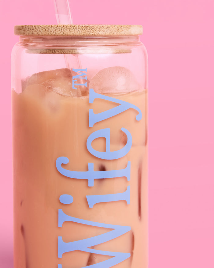 Wifey Glass Tumbler - 16 oz tumbler + straw