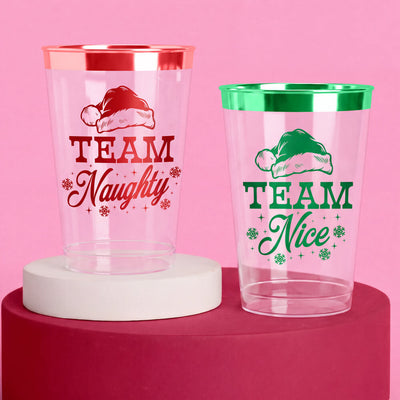 Team Naughty or Nice Cups - 30 plastic cups