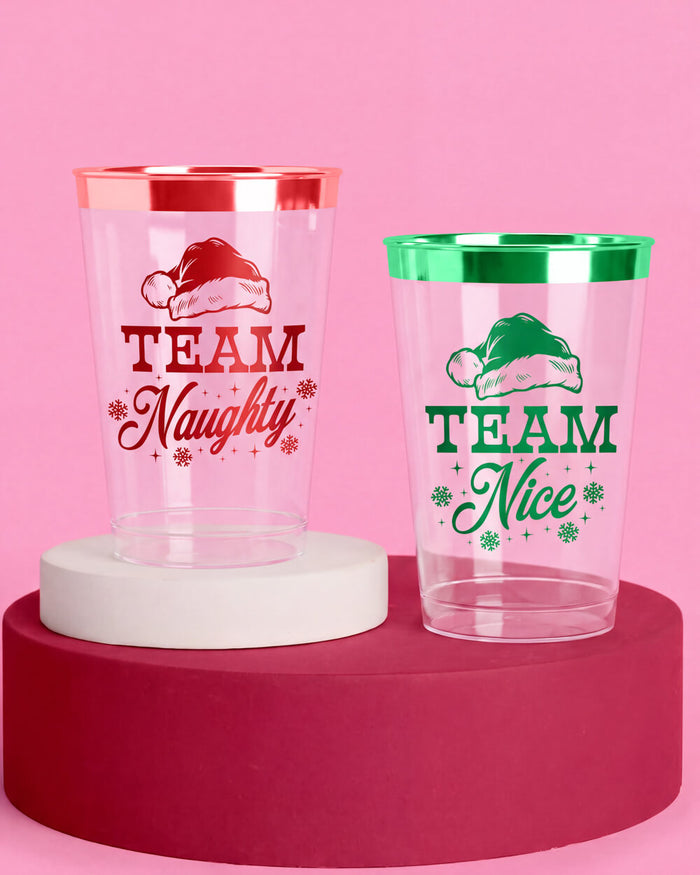 Team Naughty or Nice Cups - 30 plastic cups