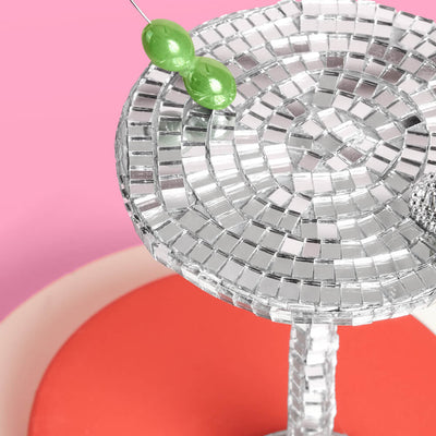 Disco Martini Ornament - silver disco ornament