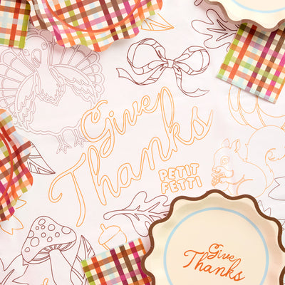Give Thanks Paper Tablecloth - coloring tablecloth
