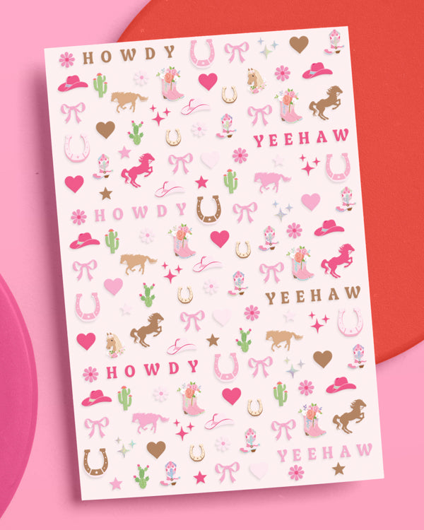 Cowgirl Nail Stickers - 4-Sheet Paper Sticker Set