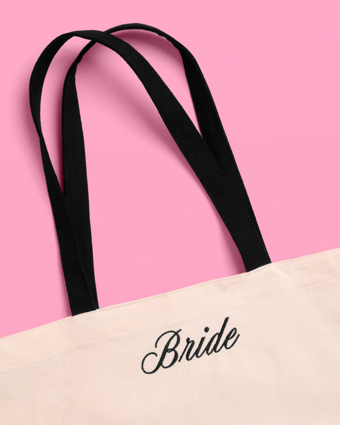 Classic Bride Tote - embroidered canvas tote w. bows