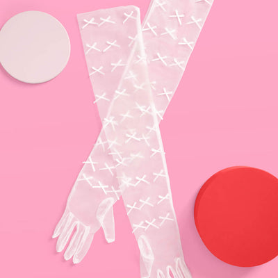 Tying the Knot Gloves - sheer bow gloves