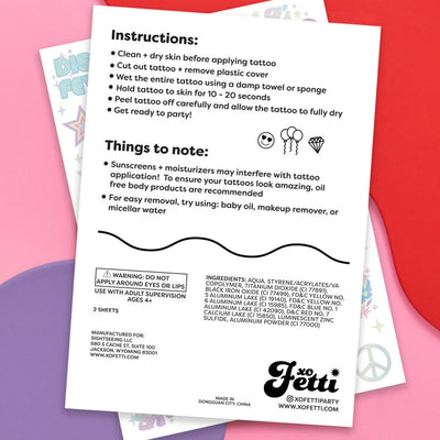 Disco Glo Tats - 48 foil temporary tattoos