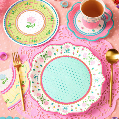 Tea Party Plates - 32 pastel floral plates