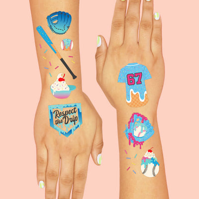 Baseball Drip Tattoos - 2 sheets of tattoos