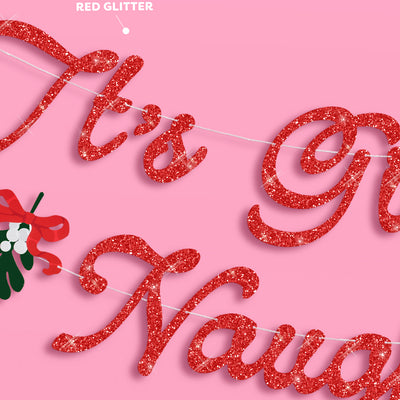 It's Giving Naughty Banner - red glitter banner