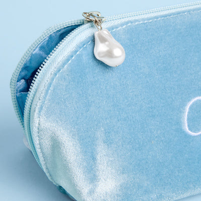 Bride Velvet Cosmetic Bag - Blue Velvet Makeup Bag