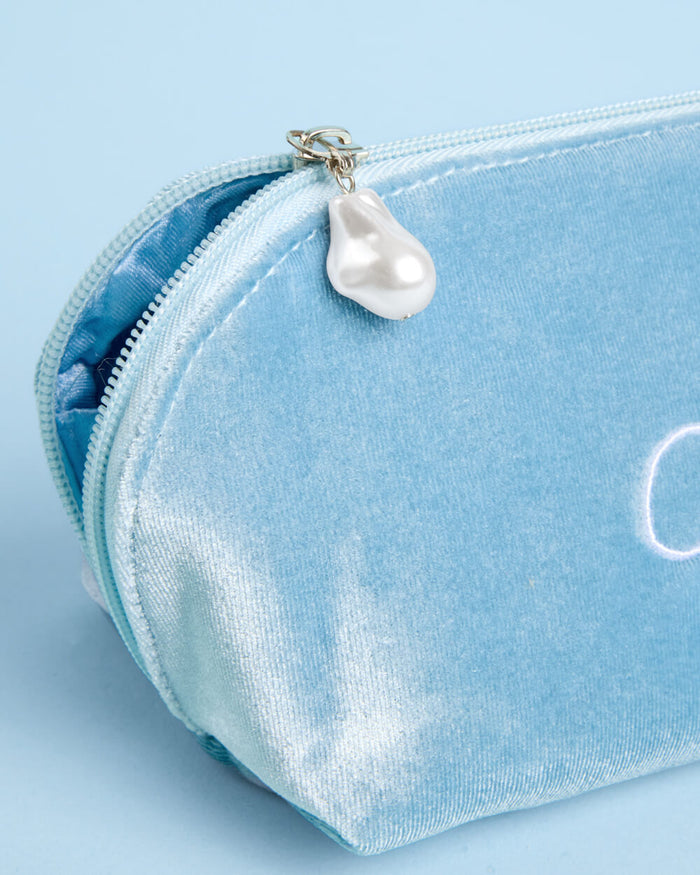Bride Velvet Cosmetic Bag - Blue Velvet Makeup Bag