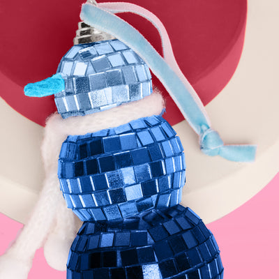 Disco Snowman Ornament - blue disco ornament