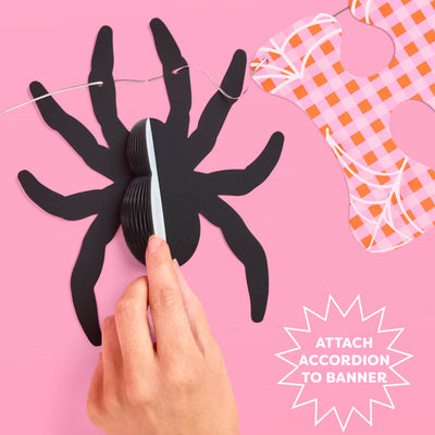 Pink Halloween Banner - pink gingham + spider banner