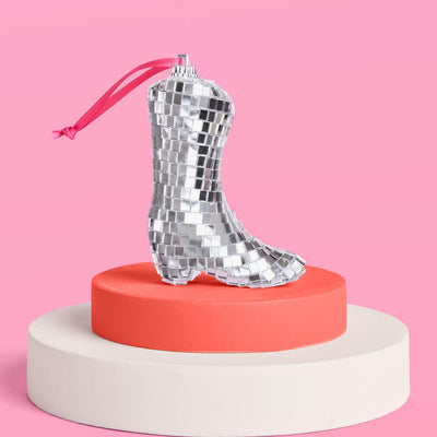 Disco Cowgirl Ornament - disco tile ornament