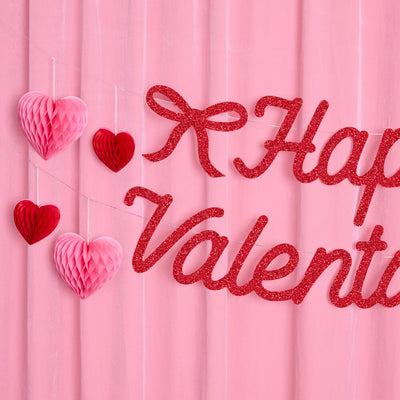 Happy Vday Banner - 3D glitter banner