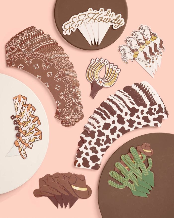 Saddle Up Cupcake Set - 24 liners + toppers