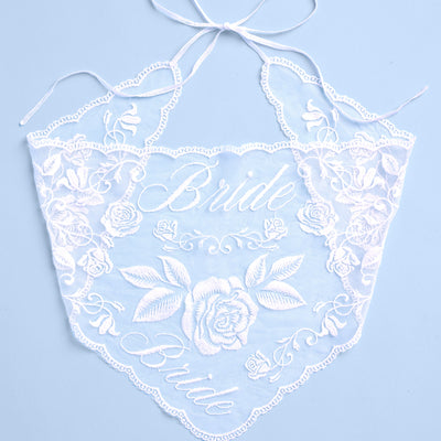 Bride Lace Headscarf - white embroidered bandana