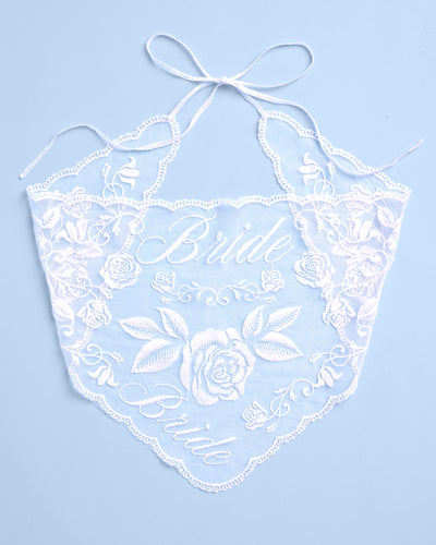 Bride Lace Headscarf - white embroidered bandana