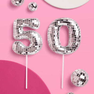50 Disco Topper - 6 pc mirrored cake toppers