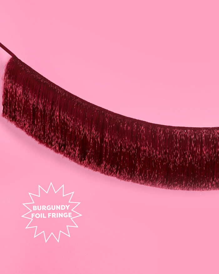 Merlot Fringe - maroon fringe banner