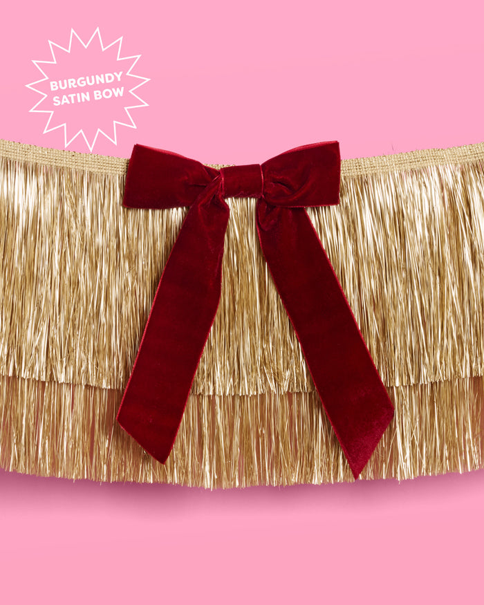 Gilded Bow Banner - layered fringe + velvet bows