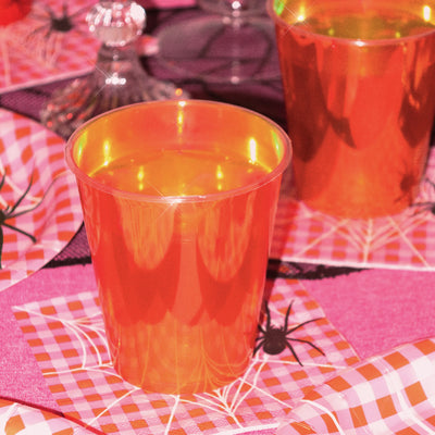 Orange Iridescent Cups - 16 plastic cups