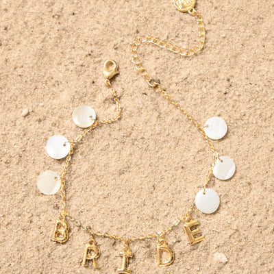 Bride Anklet - gold + mother of pearl discs