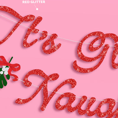 It's Giving Naughty Banner - red glitter banner