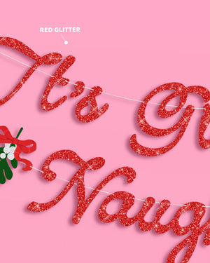 It's Giving Naughty Banner - red glitter banner
