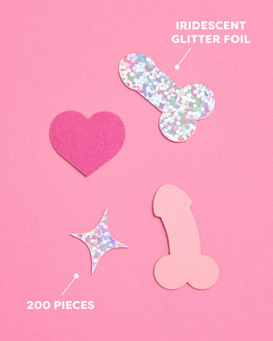 Penis Confetti - 200 pc pink + holographic confetti