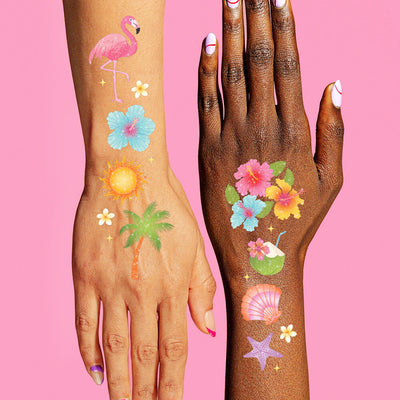 Tropical Glitter Tattoos - 2 temporary tattoo sheets