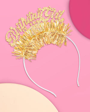 Golden Girl Bday Headband - fringe headband