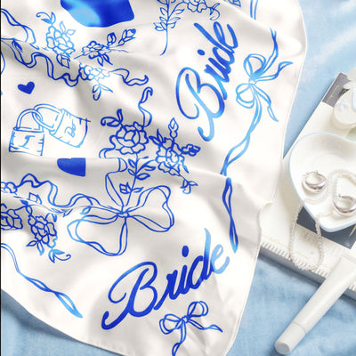 Something Blue Headscarf - white silk bride head scarf