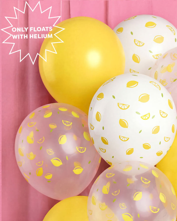 Lemon Printed Balloons - 24 latex balloons