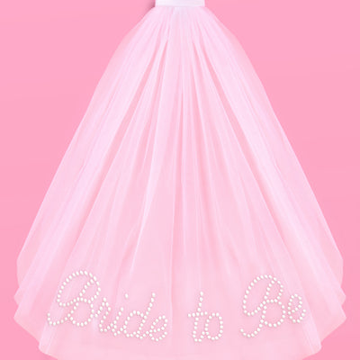 Bride To Be Pearl Veil - white tulle veil + pearl logo