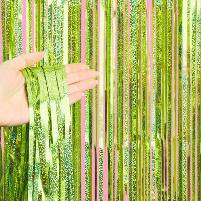Limelight Curtain - holographic green foil curtain