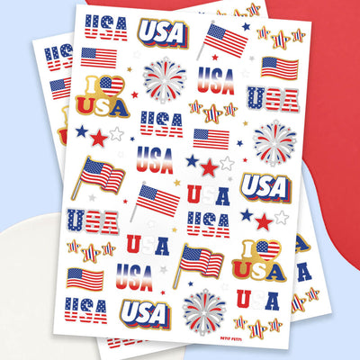 Stars & Stripes Tats - 70 foil temporary tattoos
