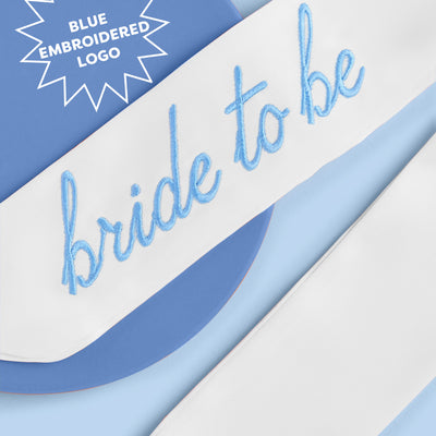 Something Blue Bow - white satin embroidered bow
