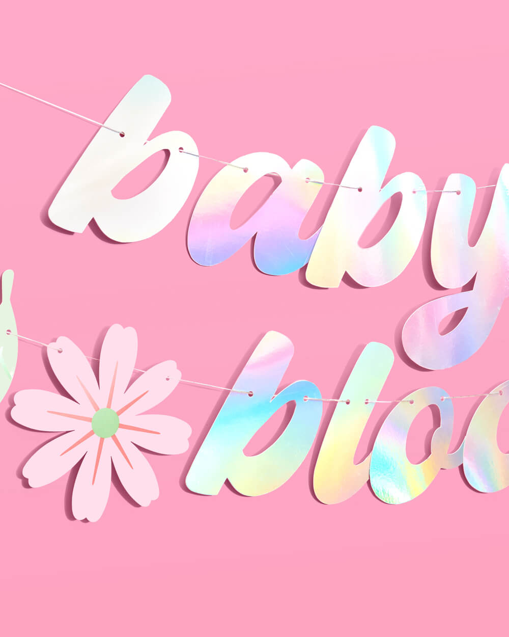 Baby in Bloom Banner - iridescent foil banner