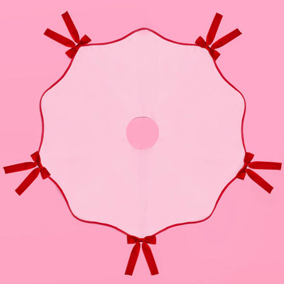 Pretty in Pink Tree Skirt - wavy tree skirt w. bows