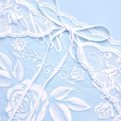Bride Lace Headscarf - white embroidered bandana