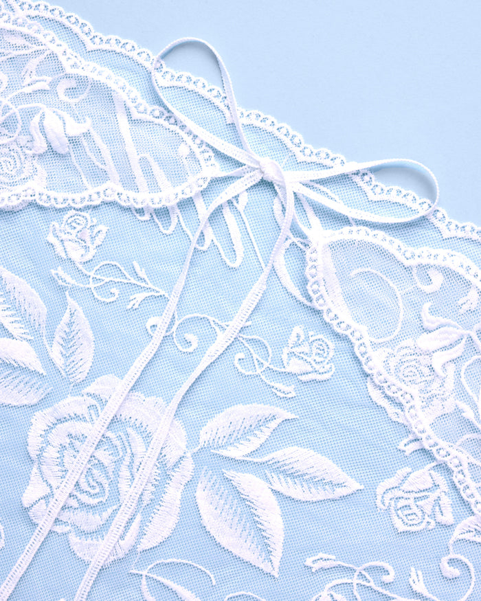 Bride Lace Headscarf - white embroidered bandana