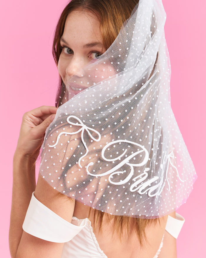 Dotted Bride Veil - embroidered bridal veil
